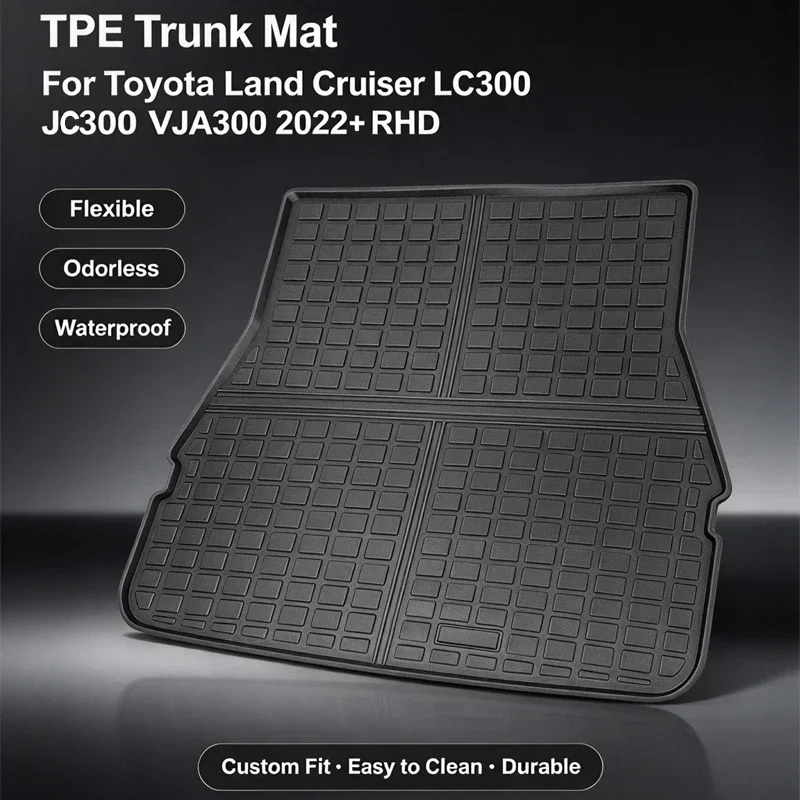 For Toyota Land Cruiser LC300 J300 VJA300 2022+ RHD Eco-Friendly TPE Trunk Mat Non-Slip Dustproof Car Cargo Liner Auto Parts