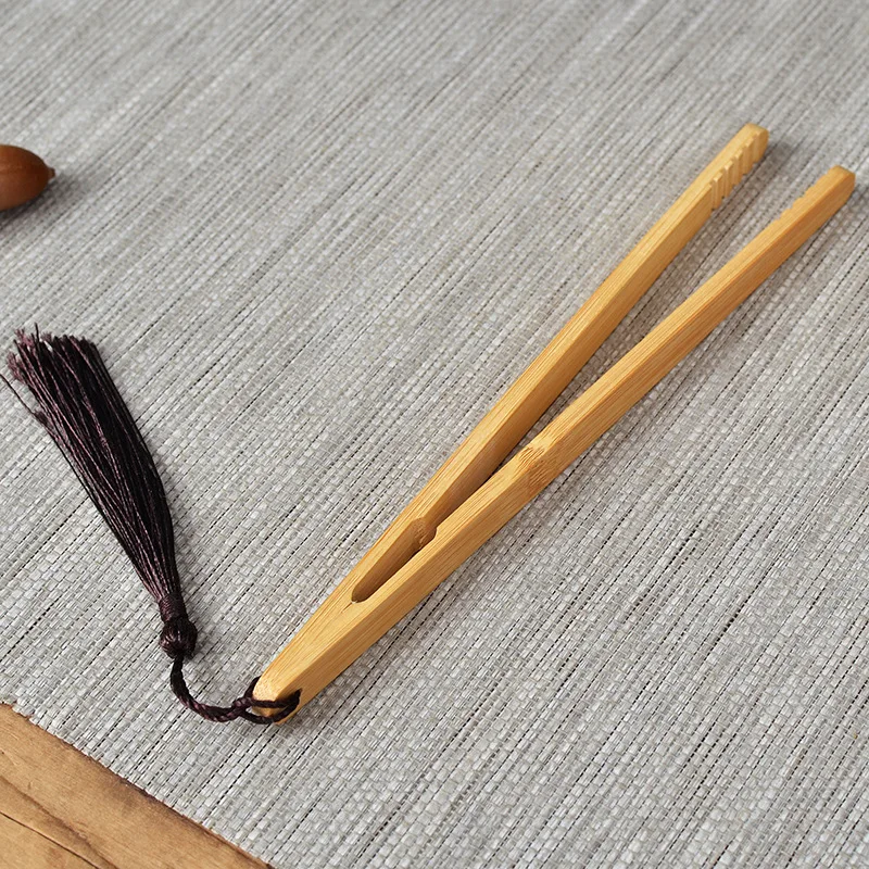 Bamboo Wood Tea Clip Ebony Food Tongs Barbecue BBQ Bread Clamp Fruit Salad Non-slip Clip Tongs Tea Ceremony Accessories