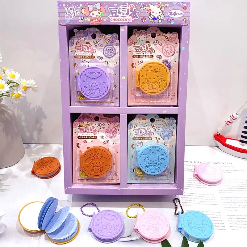 Imagem -06 - Sanrio Chocolate Biscuit Memo Pad Sticky Notes Kitty Melody Notepad Pochacco Papelaria Planner Post Material Escolar 12 Pcs por Lote