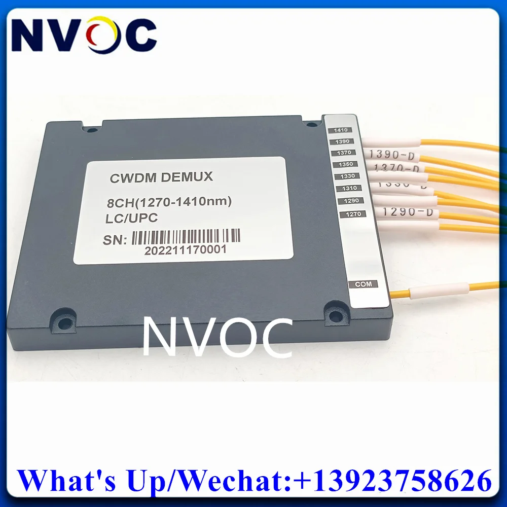 8Ch Fiber Optic CWDM Mux/Demux Module 1270-1610nm 4Way BIDI Single Fibre 2.0mm ABS Box 1M Cable with SC/FC/LC/ST Optic Connector