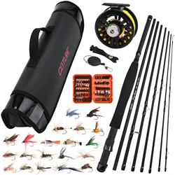 Goture 8Section Travel Fly Fishing Rod Combo 5/6# Stream Rod Kit  With Reel Line Lure Full Set Fishing Tackle For Fly Fishing