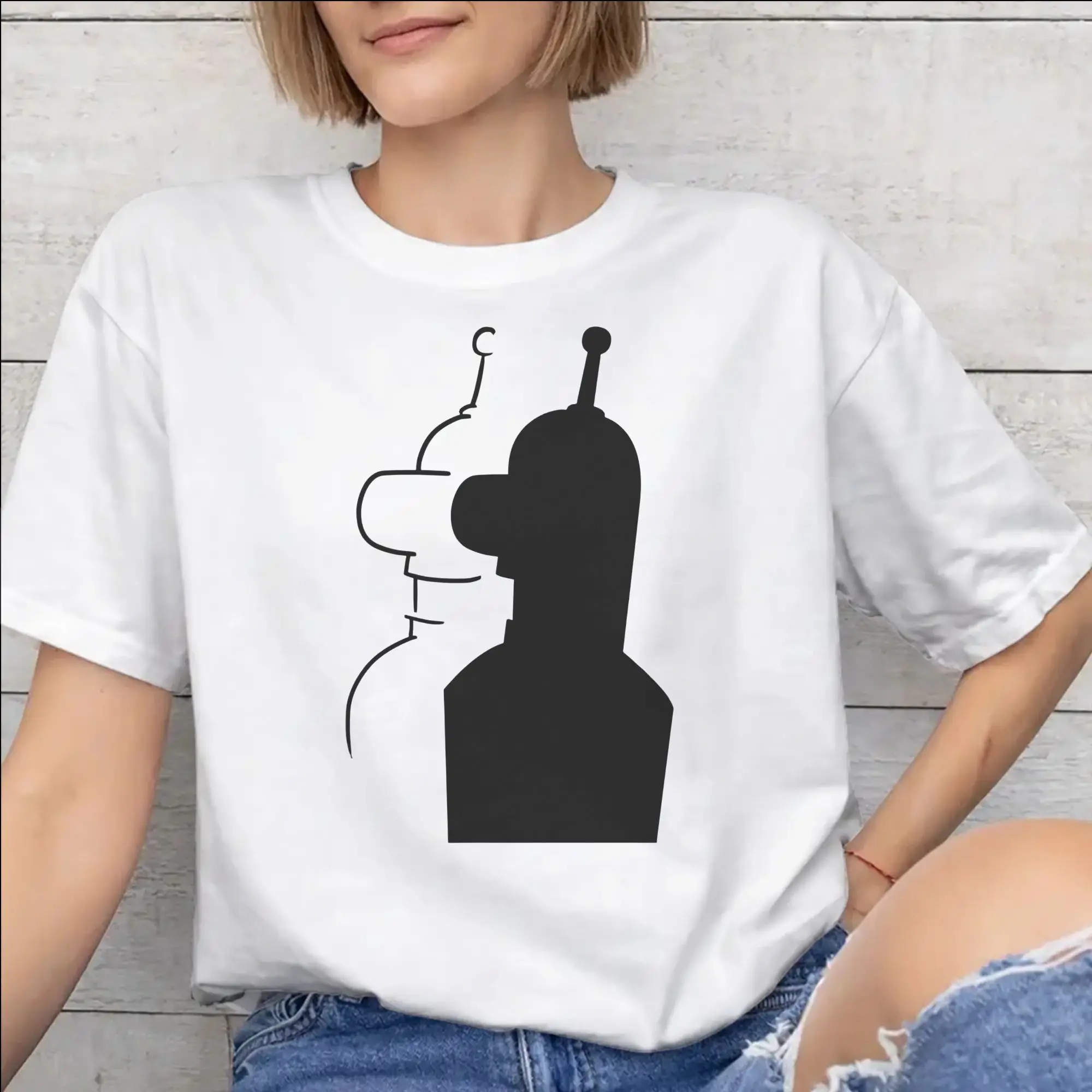 All Seasons Futuramas Benders hitchcock  T Shirt For Unisex  100% Cotton T-shirts Short Sleeve Clothes