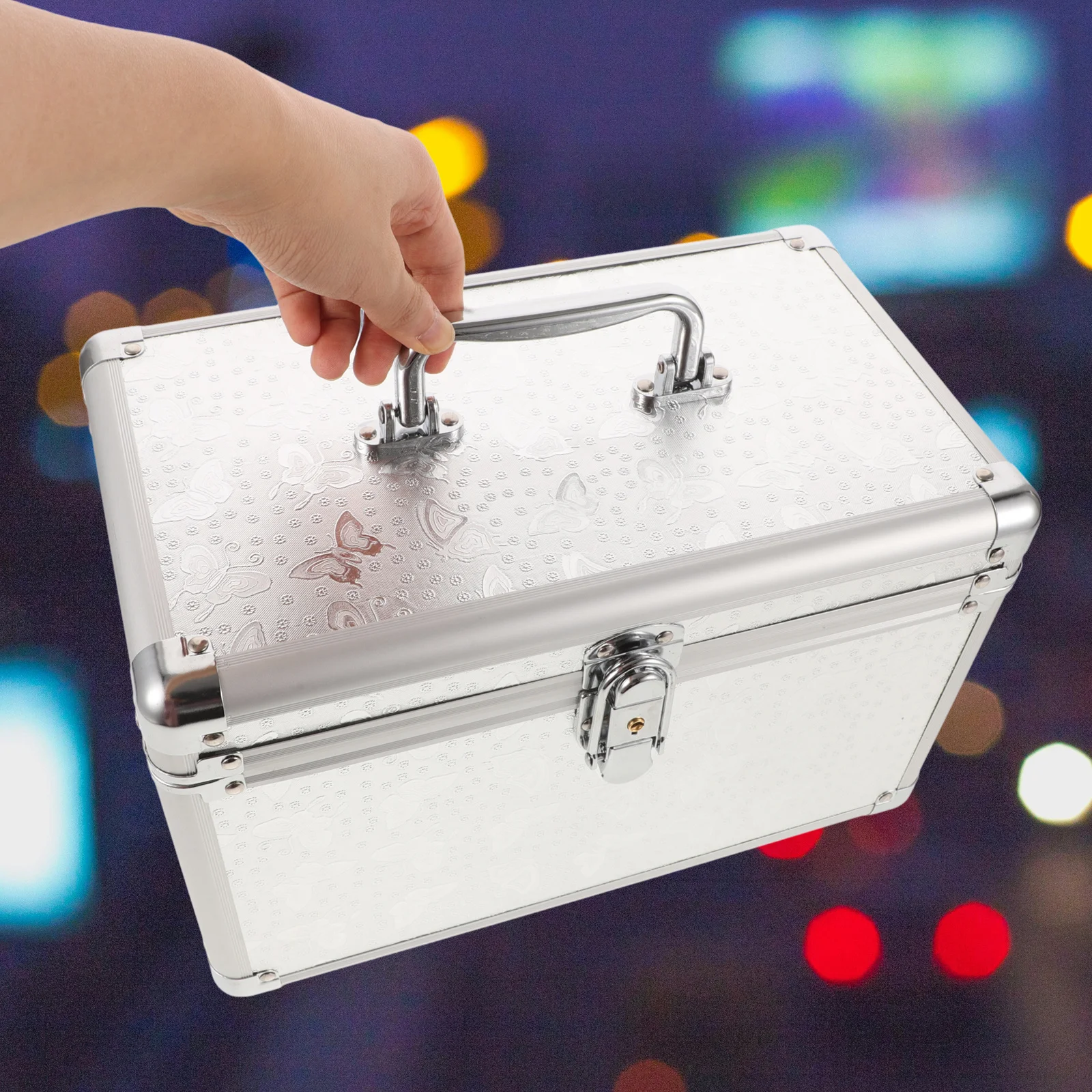Small Capacity Aluminum Alloy Tool Box Portable Handheld Toolbox Ergonomic Handle Weatherproof Tool Organizer Carrying Box
