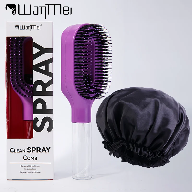 

Набор из 2 предметов: расческа-спрей для волос с аппликатором-бутылочкой для сна, многоразовая бутылка с расческой, атласный чепчик, инструменты для укладки волос