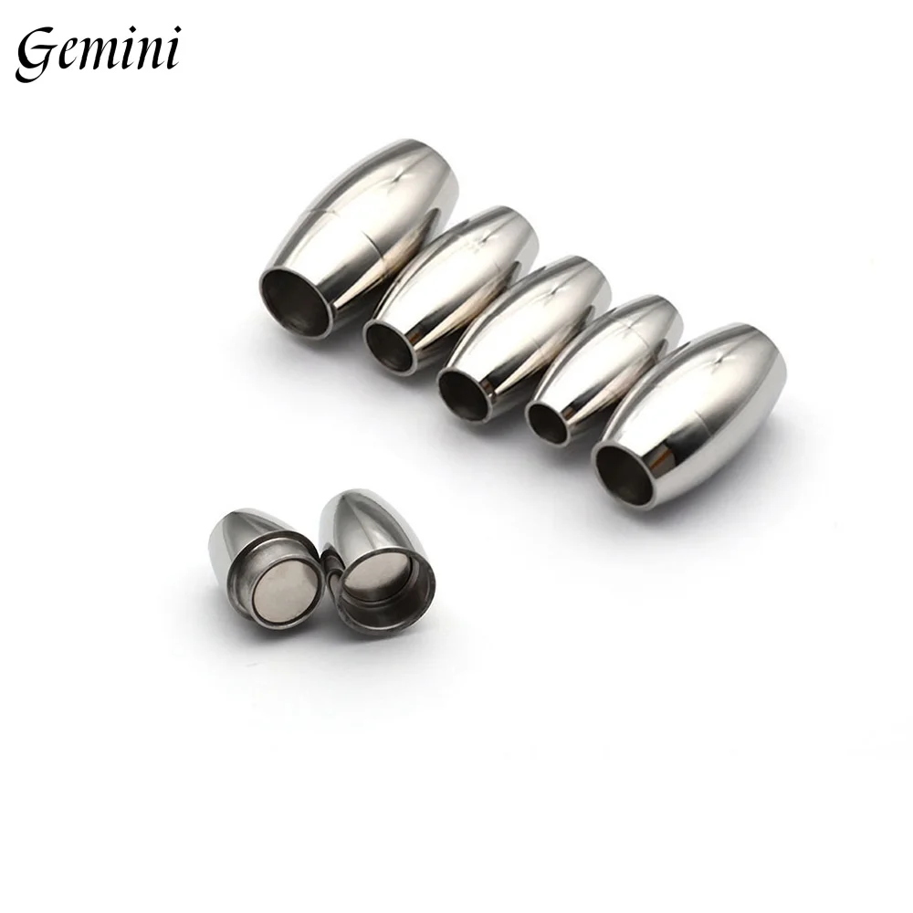 10pcs Stainless Steel Magnetic Clasps 6mm Hole Leather Cord Bracelet Magnet Lace Buckle Necklace DIY Jewelry Making Accessories