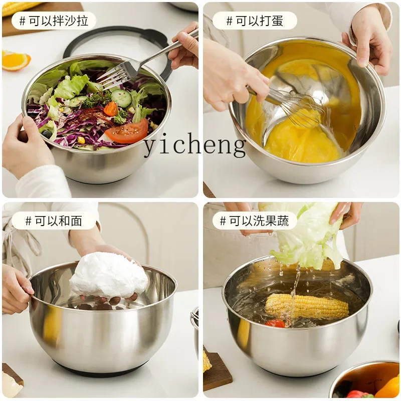 DSA  Stainless Steel Cooking Bowl Food Grade Grater Vegetable Cutter Shredder Non-Slip Baking Dough Bowl