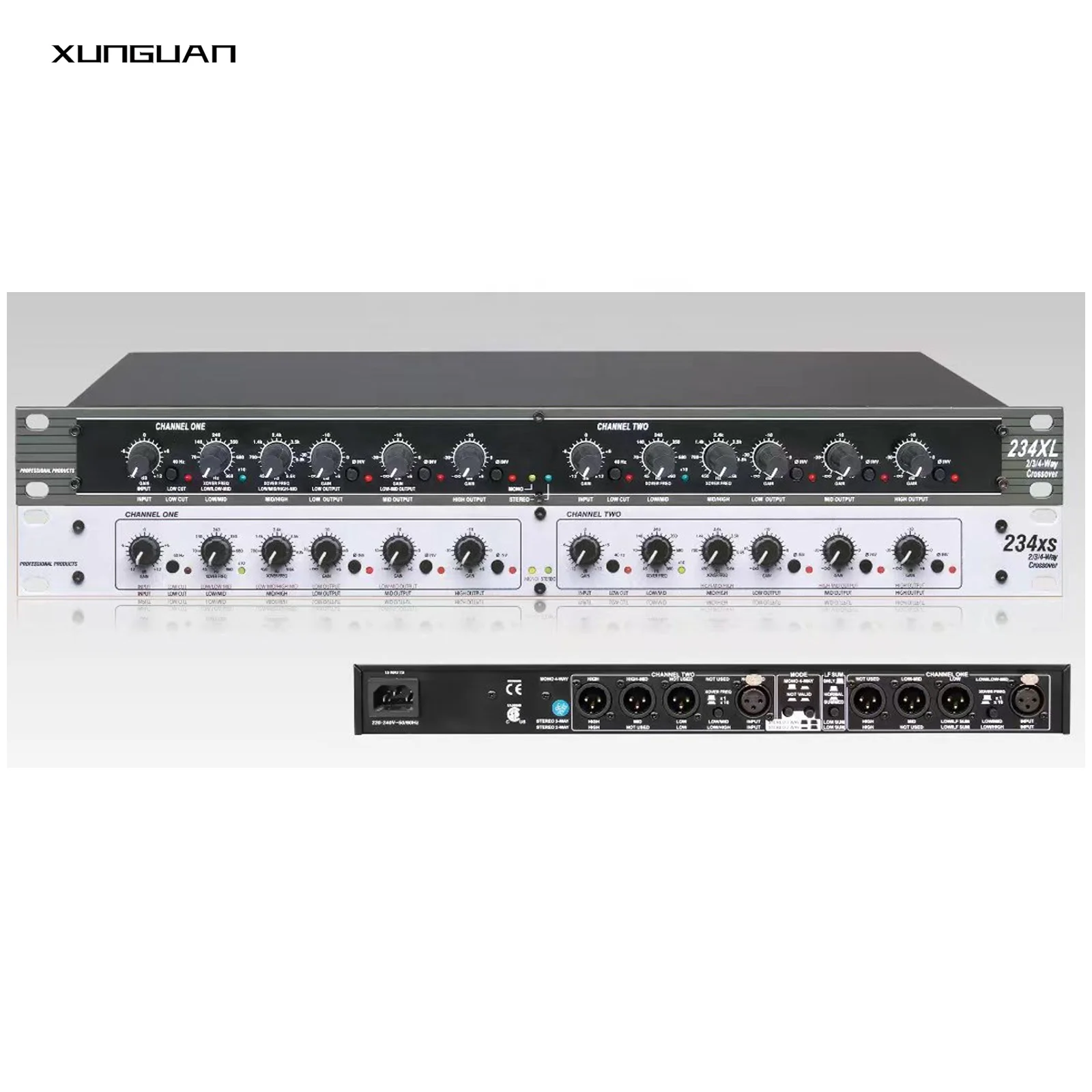 234XL/234xs Venda quente estéreo de 2/3 vias, crossover mono de 4 vias com conectores XLR Equipamento periférico de som