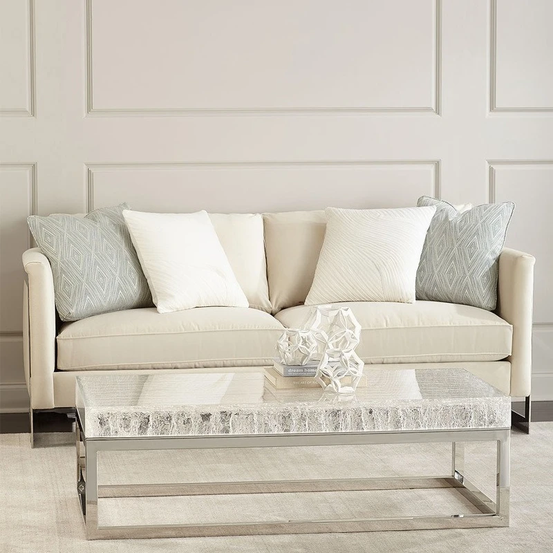 American modern sofa stainless steel light luxury living room three-person fabric metal sofa simple Nordic hotel furniture