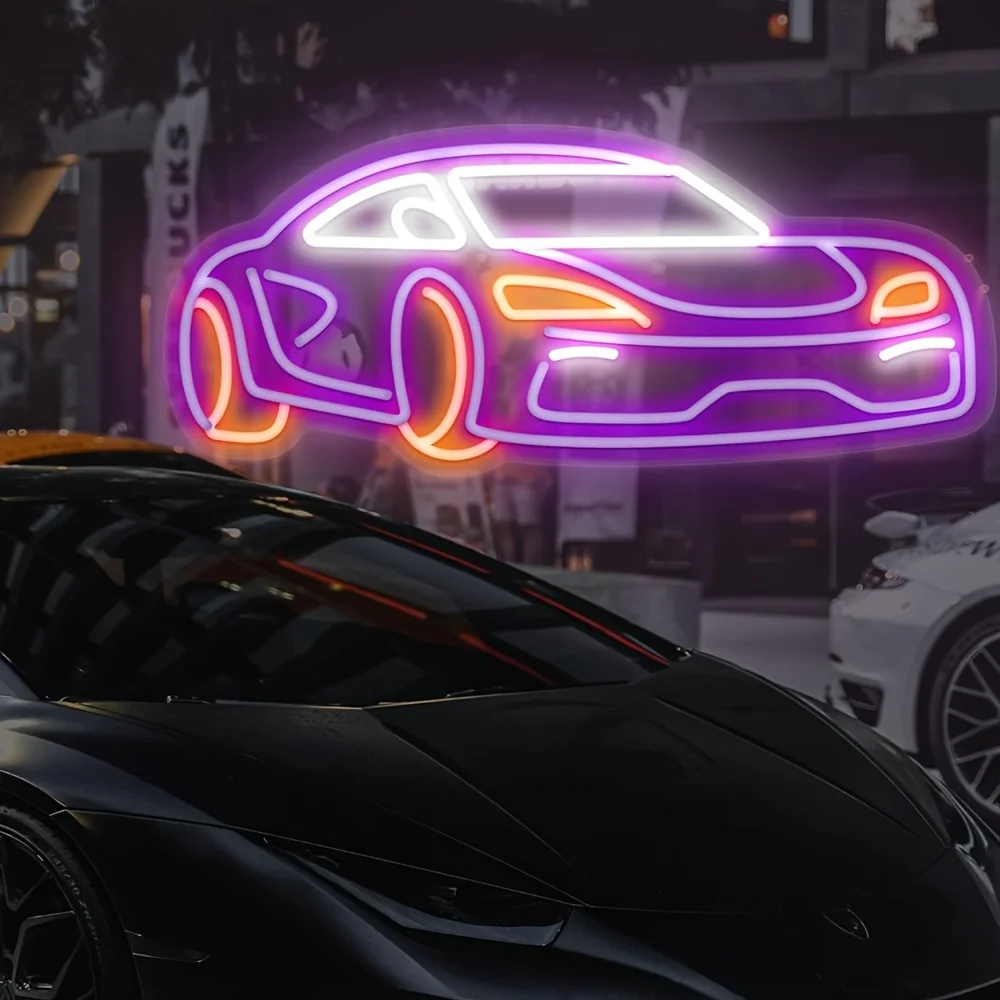علامة النيون Cybercar، مناسبة للفنادق وغرف المعيشة وقاعات الألعاب والحفلات وغرف النوم ومصابيح متعددة الأغراض تعمل بمنفذ USB