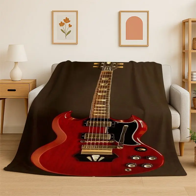 Retro Fender Guitar Logo Instruments Music Soft Flannel Throw Blanket,Cozy Blanket for Bed,Couch,Sofa,Bedroom,Living Room,Travel