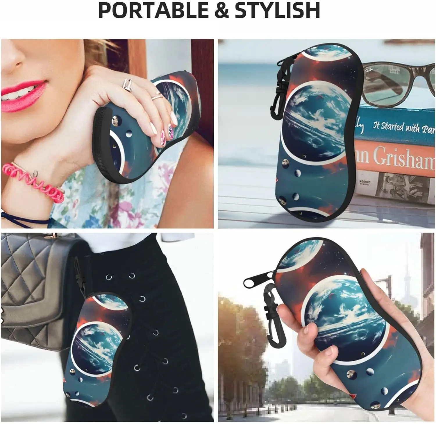 Sea Turtle Sunglasses Soft CasePortable Neoprene Zipper Eyeglass Case Travel Pouch with Belt Clip for Men Women