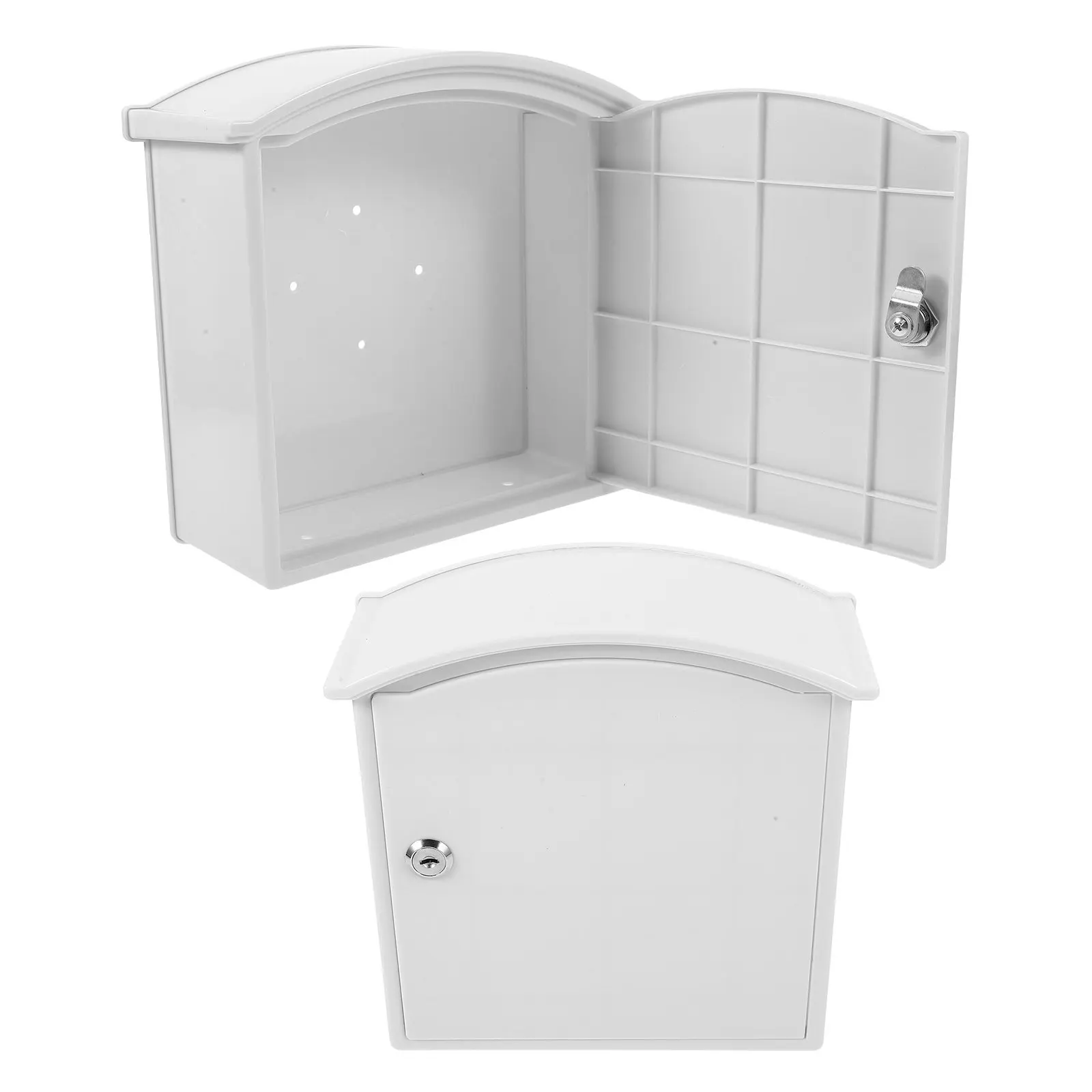 2Pcs Vintage Locking Wall Mailbox Arc Design Outdoor Milk Storage Box Rainproof Secure Letter Package Delivery Box for Doorside