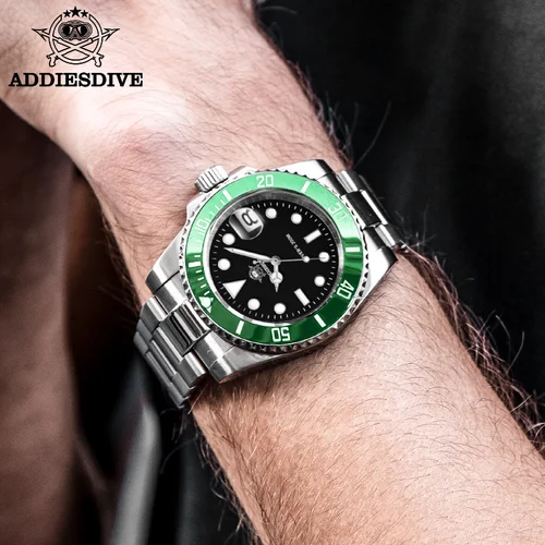 Reloj ADDIESDIVE para hombre, bisel cerámico de alta calidad, ocio de negocios, relojes de cuarzo de 41mm BGW9, luminoso, reloj de buceo resistente al agua de 200m