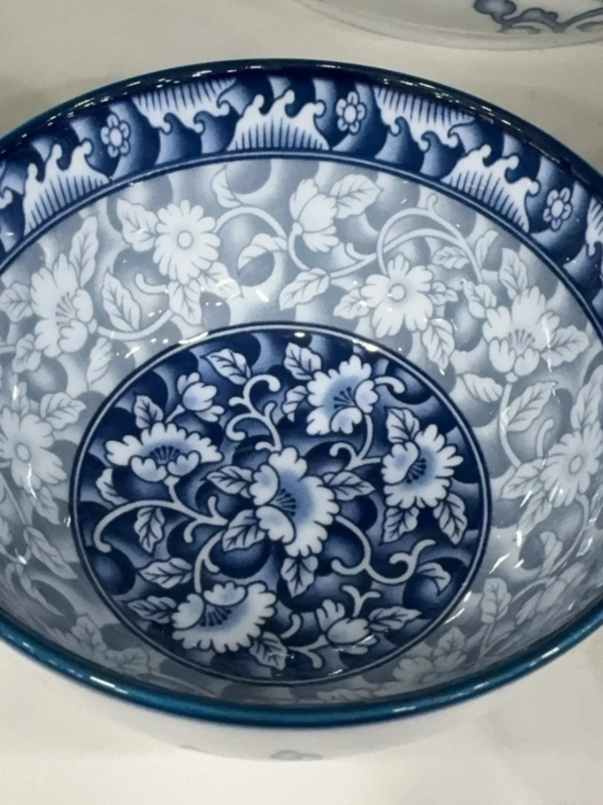 Thiened Chinese Sle Cerc Bowl Porcelain Underglaze Blue Flower Patterned Rice Bowl Diwaer Se Floral Design Bowl
