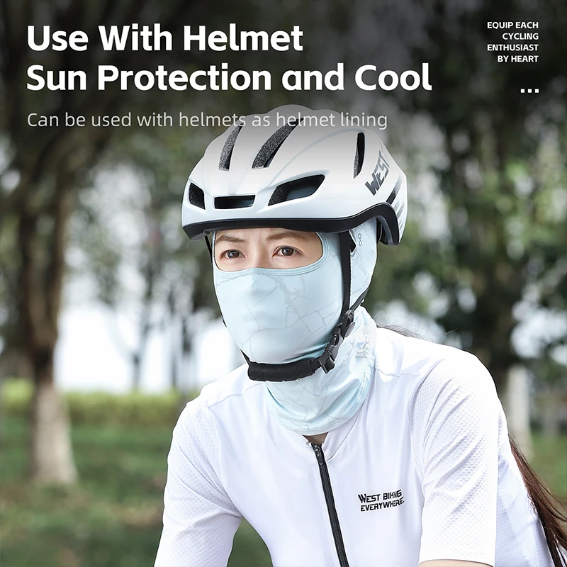 WEST BIKING Summer Cycling Headgear Ice Silk Sunscreen Full Face Mask UPF50+ Anti-UV Photochromic Running Fishing Balaclava Cap