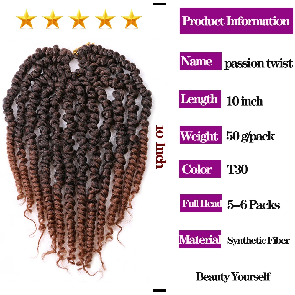 Full Star Short Passion Twist Hair Pre Twisted Passion Twist Crochet Hair Extensions For Women Crochet Passion Twist Pre Looped