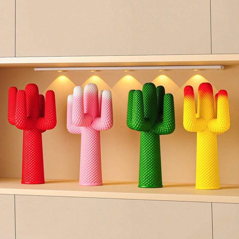 

Cactus Desk Decor Modern Ceramic Resin Statuette For Living Room TV Cabinet Simulation Plant Ornament with Storage Elegant Gift