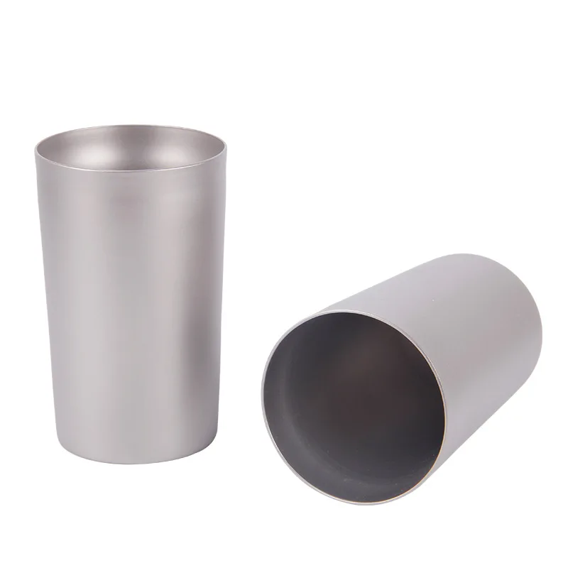 Pure Titanium Double Wall Water Mugs Titanium Lid With Folding Handles Drinkware Outdoor Camping Cup Ultralight Travel Mug