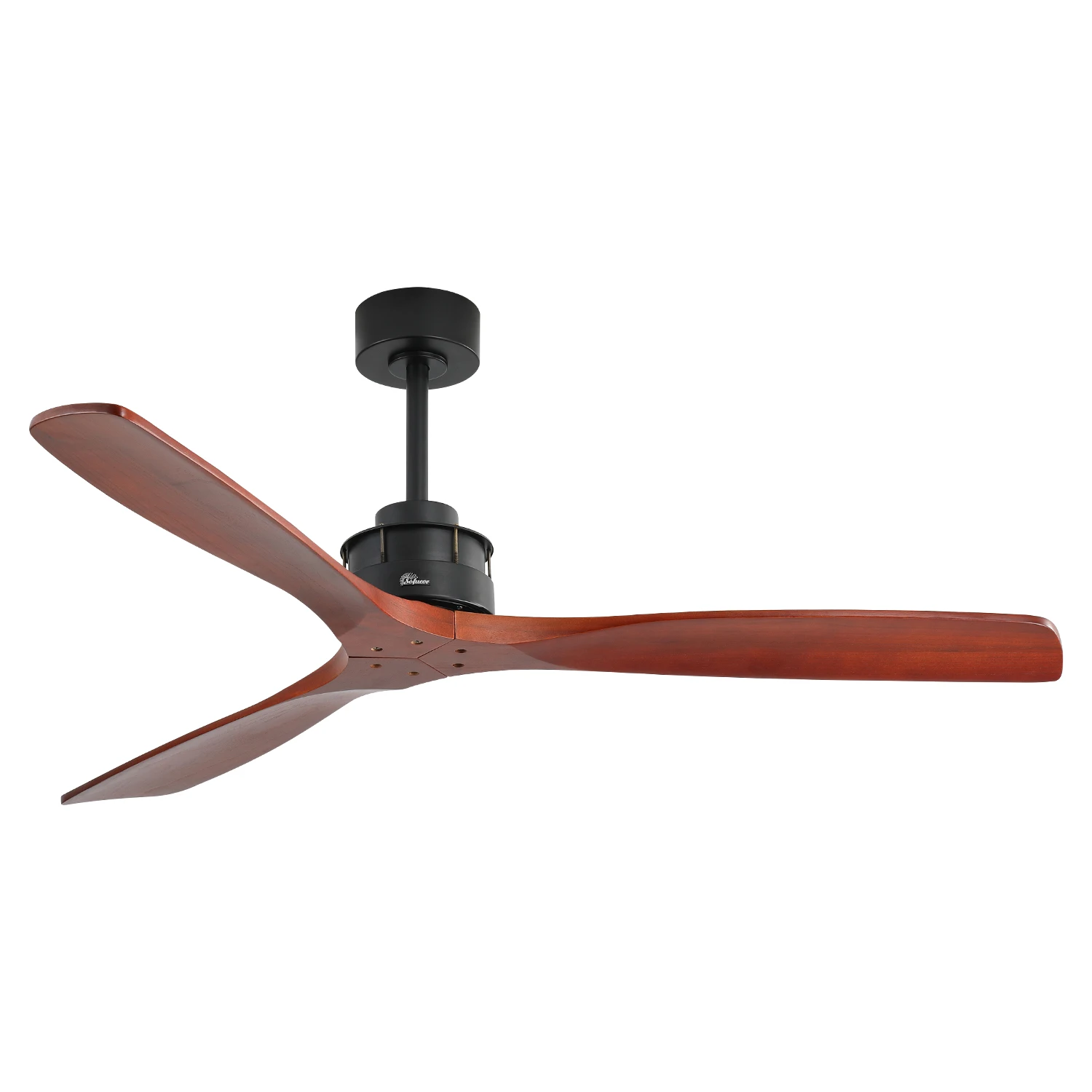 60 Inch Elegant Ceiling Fan with Remote Control,3 Mahogany Solid Wood Blades, Suitable for Indoor and Outdoor