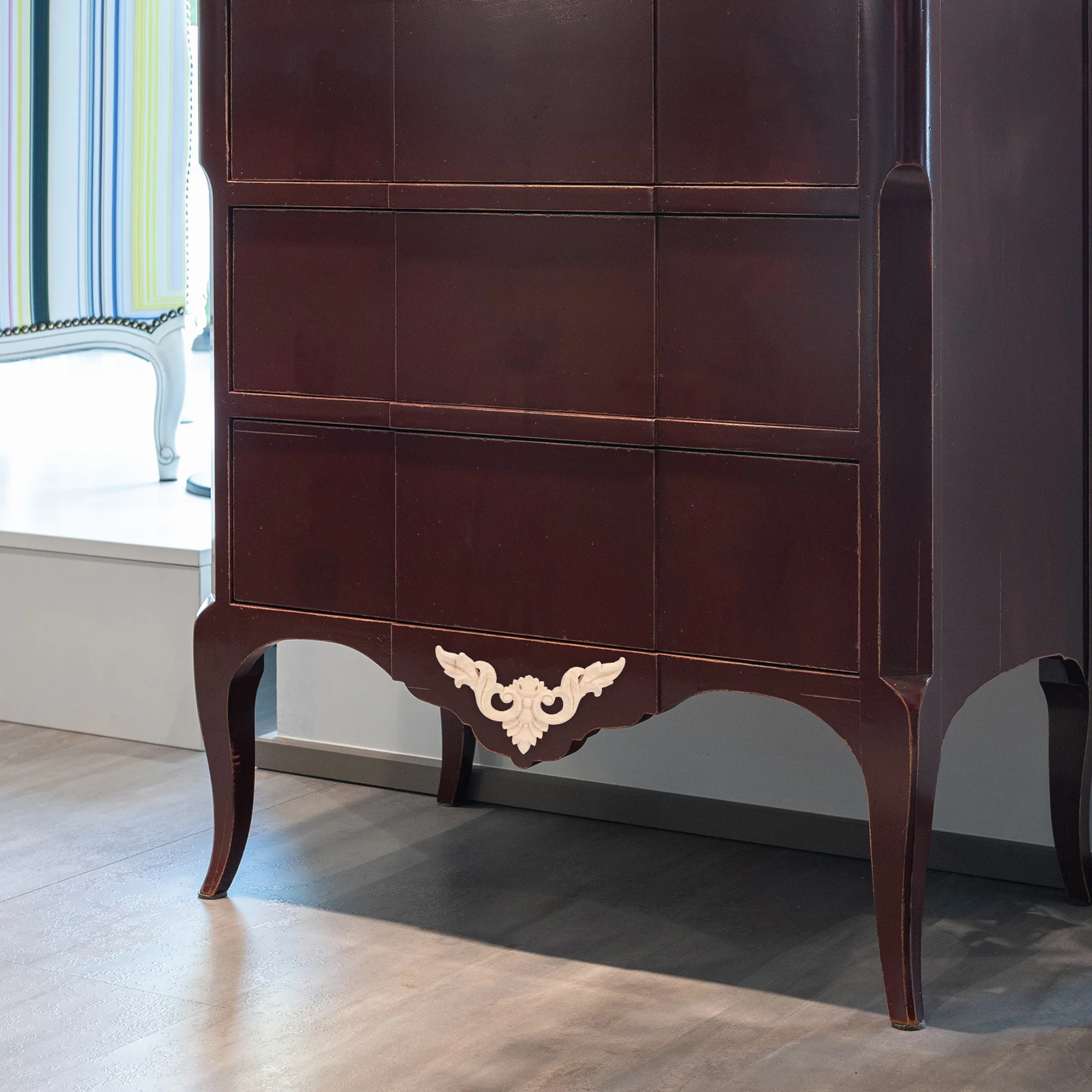 

10Pcs Wood Carving Appliques Unpainted Furniture Decor Bed Door Cabinet DIY Material Classical Wooden Carved Decal for Home