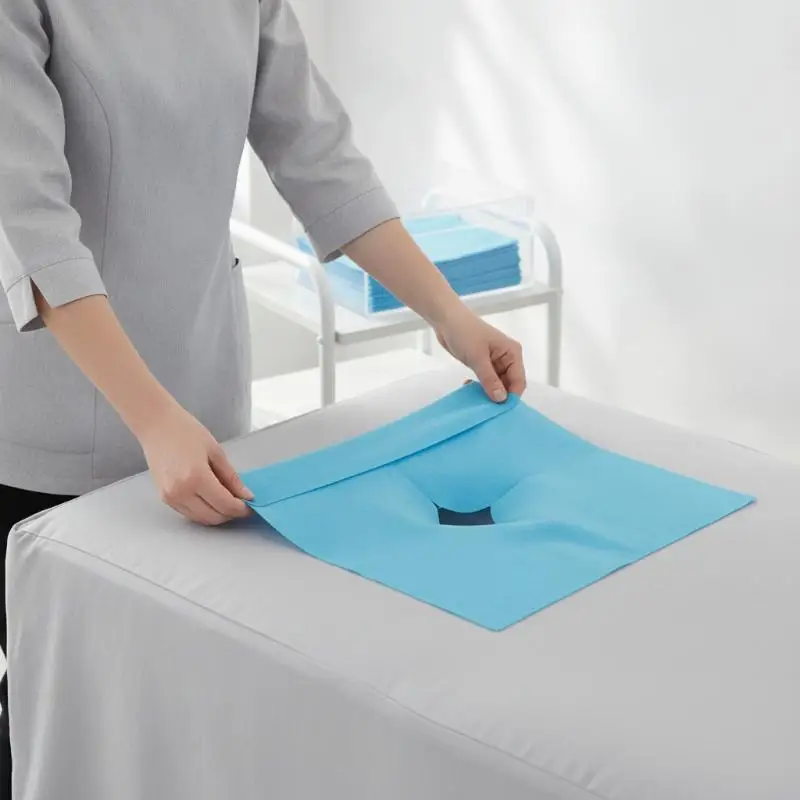 100pcs Face Pad Non-woven Fabric Disposable Massage Table Face Hole Cover Massage Bedside Pads Folding For Household