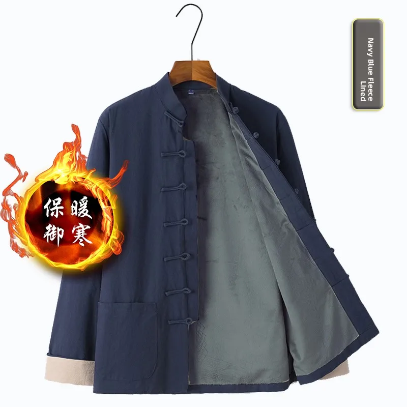 Thiened Pure Cotton Winter Jaet for ly Men Traditional Chinese Sle Button Design Warm Cozy ex Oversized Sewing