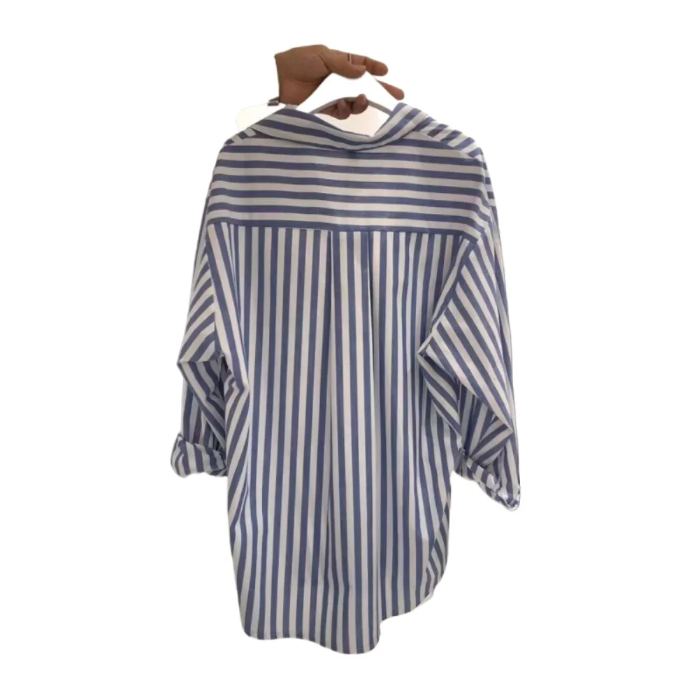Verticaal Gestreept Overhemd Met Lange Mouwen Lente Nieuwe Dropmouwen Single Breasted Mode Dames Shirts Chique Casual Office Lady Tops