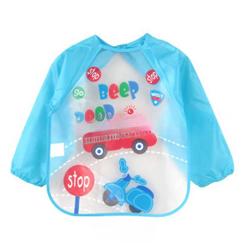 1-3Years Newborn Cute Cartoon Baby Bibs Long Sleeve Apron Animal Waterproof Soft Feeding Bib Burp Clothes