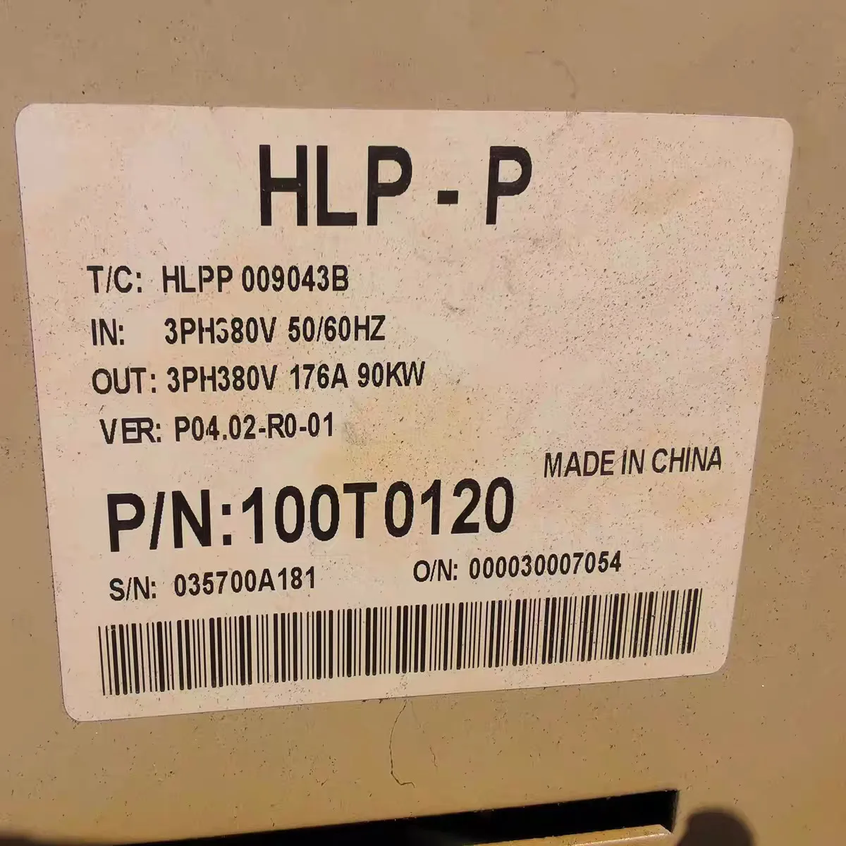 Fan inverter HLPP009043B 90KW 380V new
