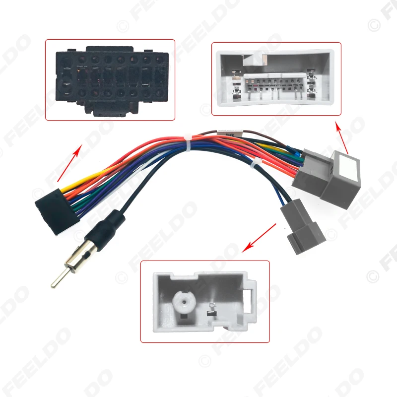 5Pcs Car Media Player Navi Radio Wire Harness with SWC For Honda 14-17 Fit City Greiz Audio Power Cable Adapter