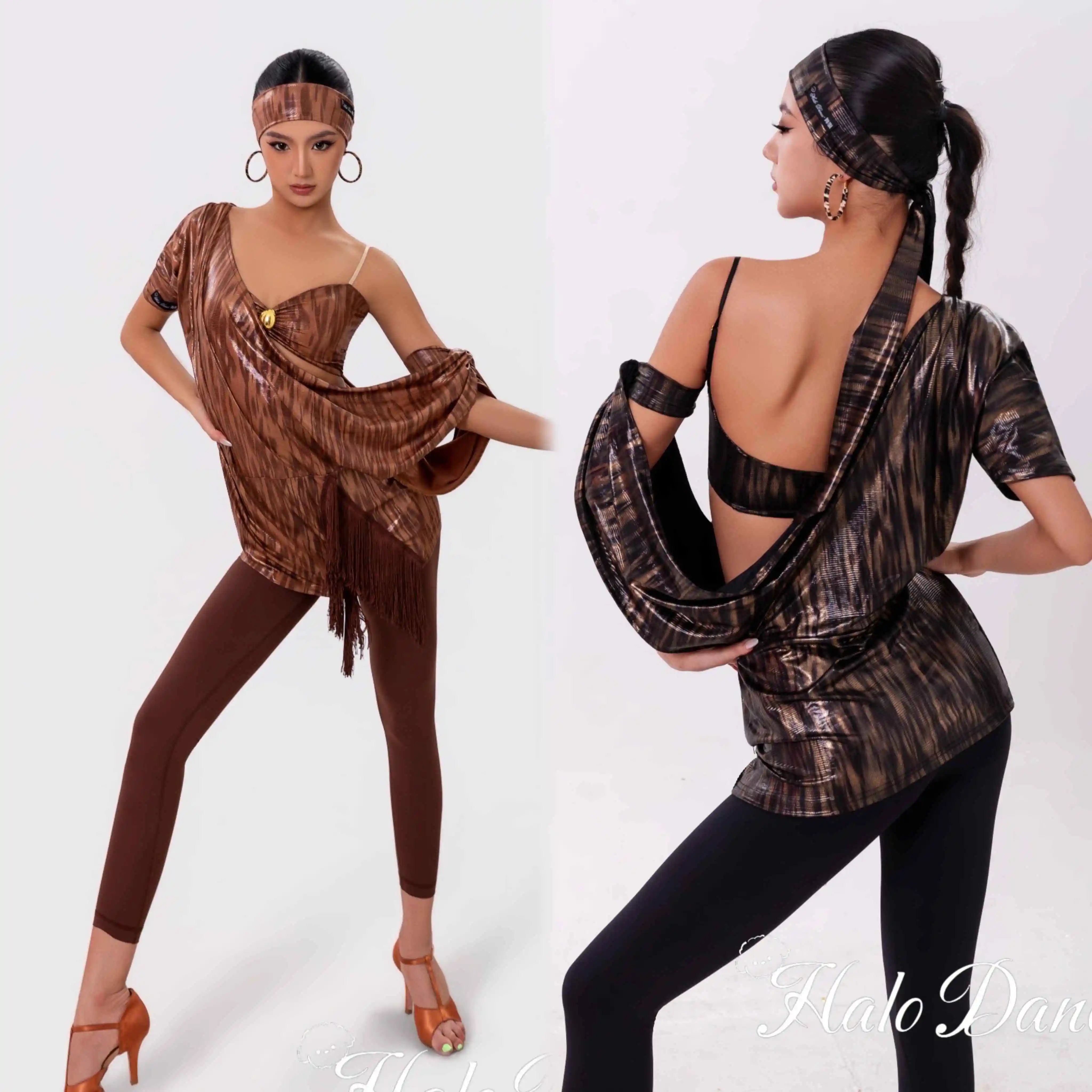 Latin Dance Performance Clothes Women Asymmetric Tops Bra Tight Pants Rumba Chacha Samba Dance Clothes Practice Wear DNV28229