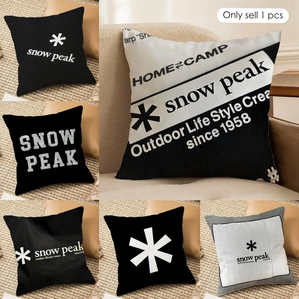 Outdoor S-Snows Peak-logo Cushion Cover Silky Short Plush Invisible Zipper Dustproof Sofa Pillow Case For Home Decor