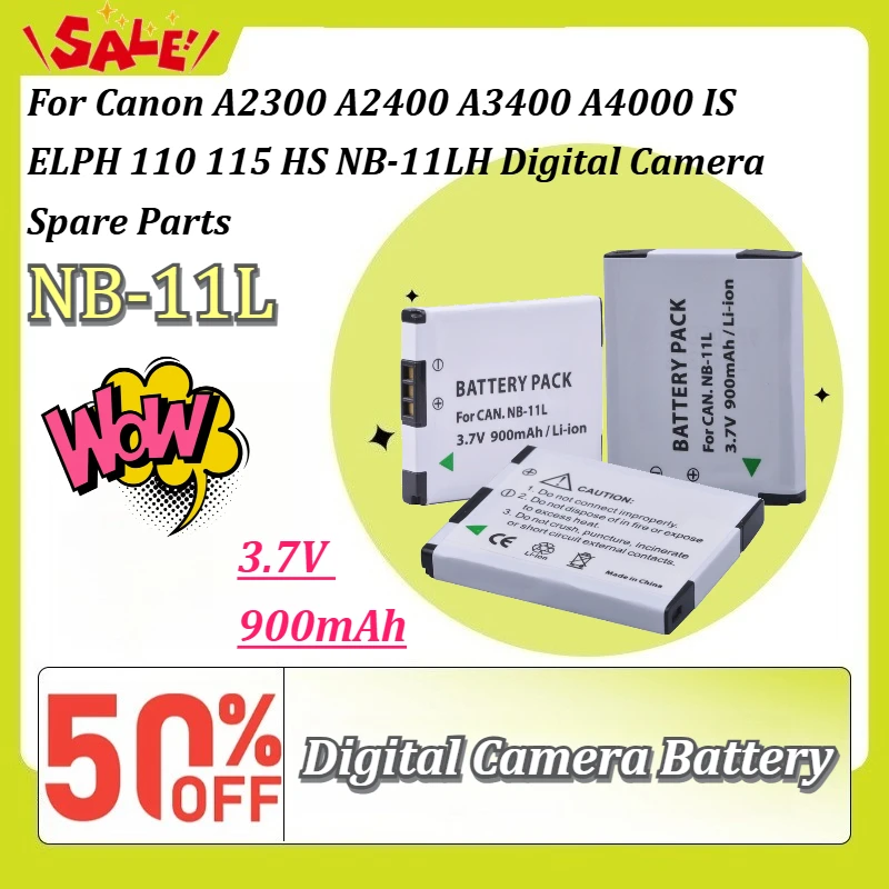 New NB-11L 3.7V 900mAh Camera Battery Replacement for Canon A2300 A2400 A3400 ELPH 110 115 HS NB-11LH Digital Camera Spare Parts