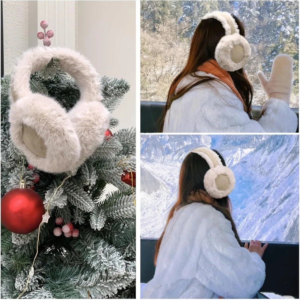 Winter Ear Muffs For Women Fuzzy Earmuffs Adjustable Ear Warmer Foldable