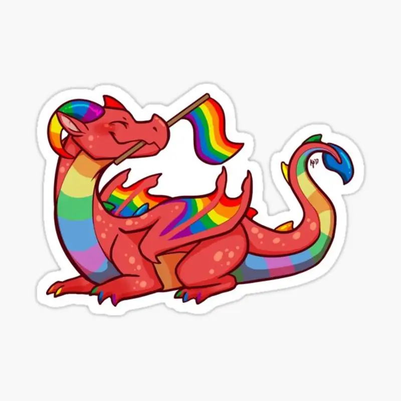 Gay Pride Flag Dragon (1st Edition) Sticker for Laptop Decor Bedroom Car Cute Cartoon Art Fashionable Public Suitcase