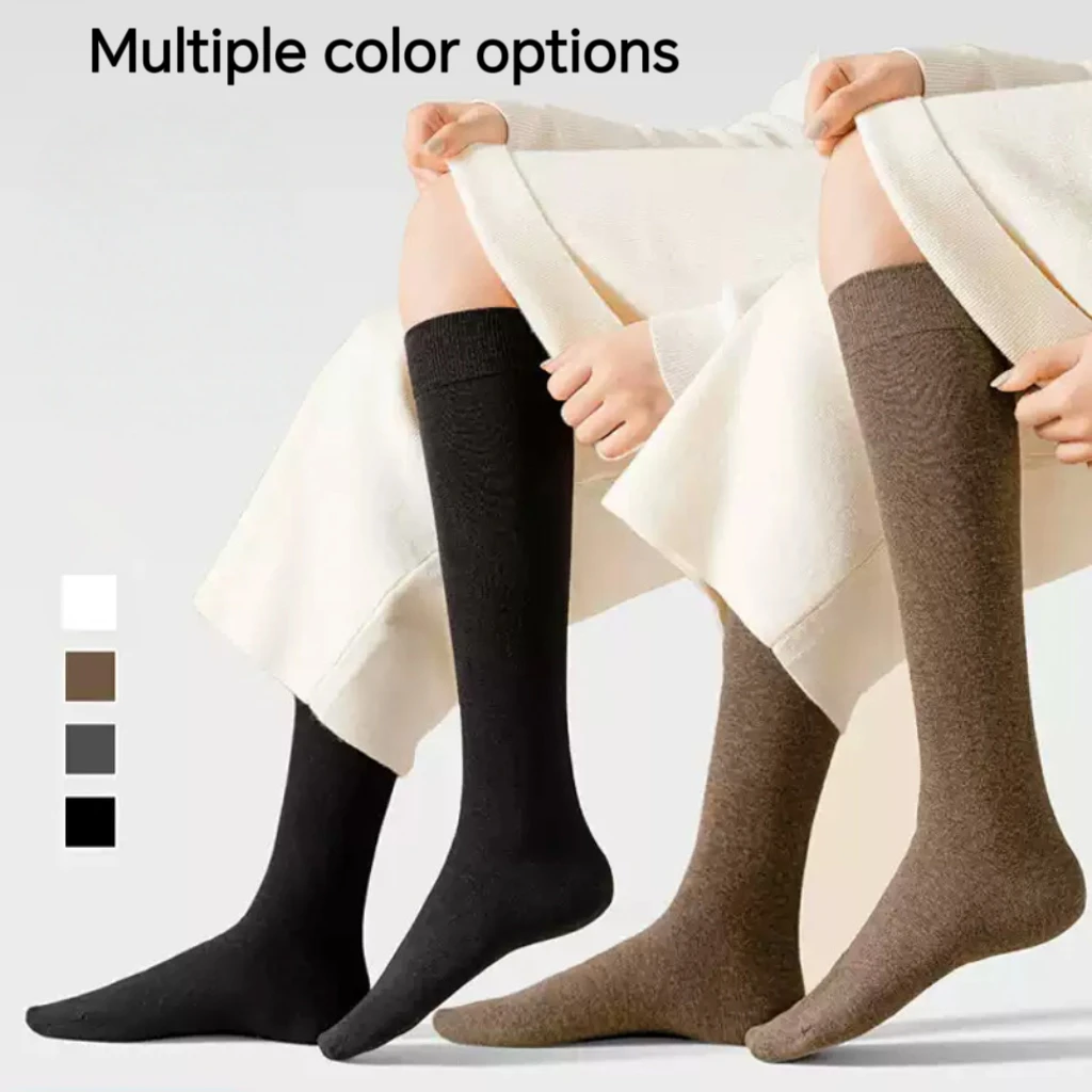 

4 pairs of women's calf socks, standard thickness solid color calf socks, suitable for warm matching in autumn and winter, JK so