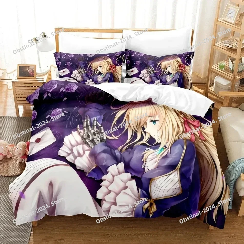

Anime Violet Evergarden Bedding Set Printed single Comforter Quilt Cover Duvet Cover Pillow Case 3 Pieces Sets Kids Adult Size