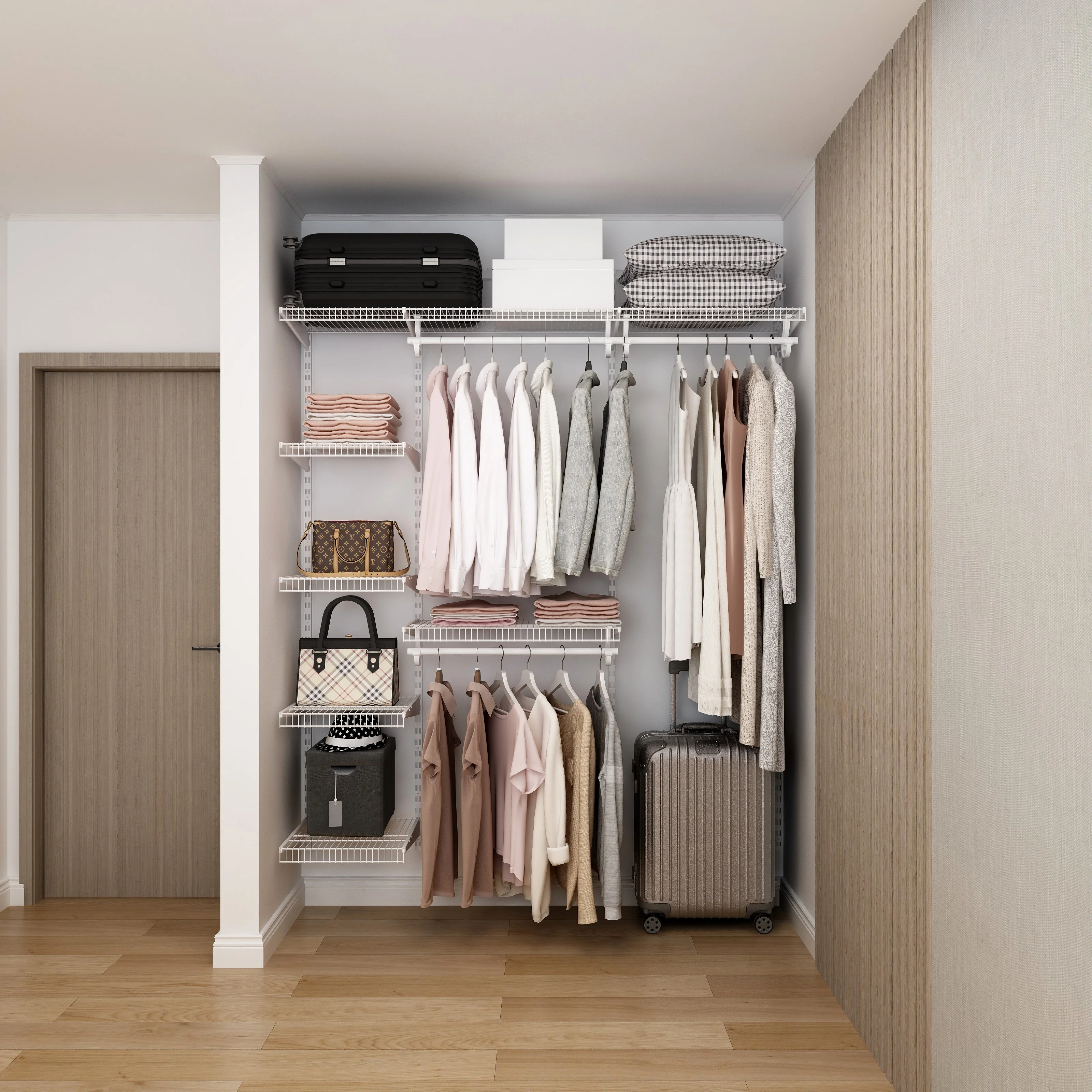 Modern Extendable Hanging MDF Steel Wardrobe Shelf For Bedroom Living Room Dining Storage-Versatile Home Furniture Organizer