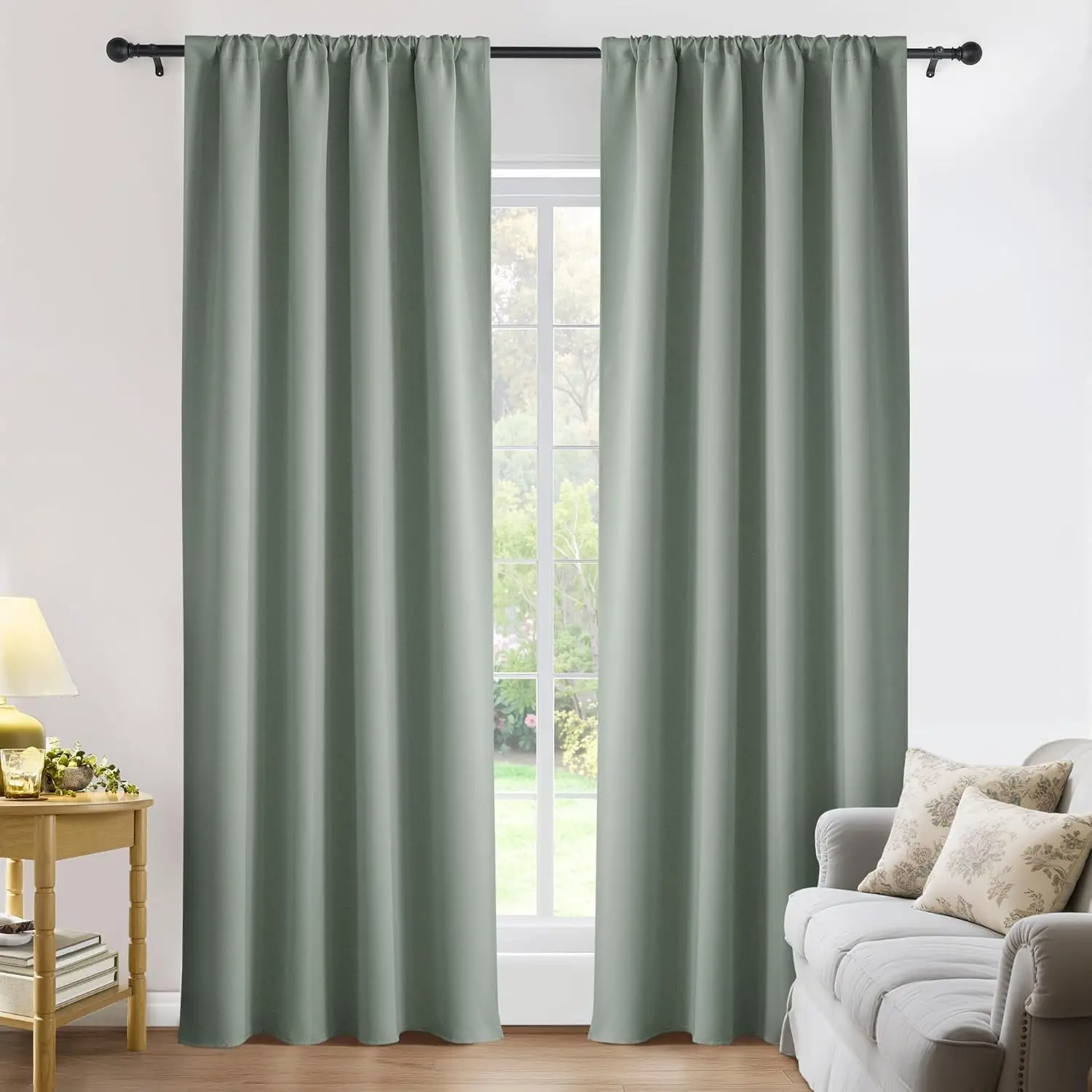 

Blackout Curtains for Bedroom 90 inches Long 2 Panels Set, Thermal Insulated Rod Pocket Black Out Window Drapes, Nois