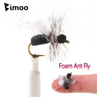 Bimoo 6pcs #10 Grizzly Hackle Foam Ant Fly Floating Black Dry Fly Para Post Wing Artificial Insect Bait Trout Char Fishing Lures