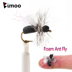 Bimoo 6pcs #10 Grizzly Hackle Foam Ant Fly Floating Black Dry Fly Para Post Wing Artificial Insect Bait Trout Char Fishing Lures