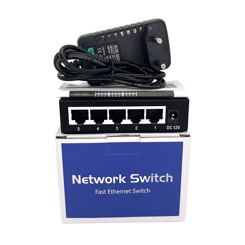 Switch Ethernet Switch Poe Gigabit a 5 porte con montaggio su Rack a 5 porte 5 porte Poe