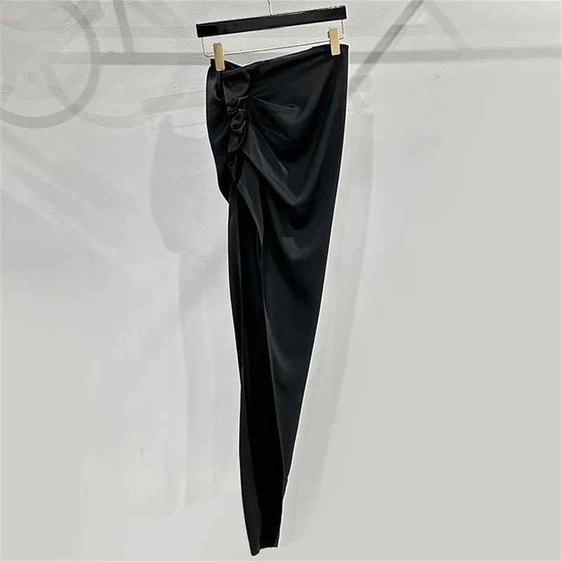 

Women's skirt New Low waist slim fit long skirt for summer 2025 Irregular exposed leg women's half skirt y2k floor length skirt
