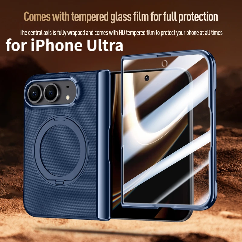 Luxury 360 Rotate For Magsafe Magnetic Bracket Case for iPhone Duo Fold Cover with High Definition Privacy Screen Protector