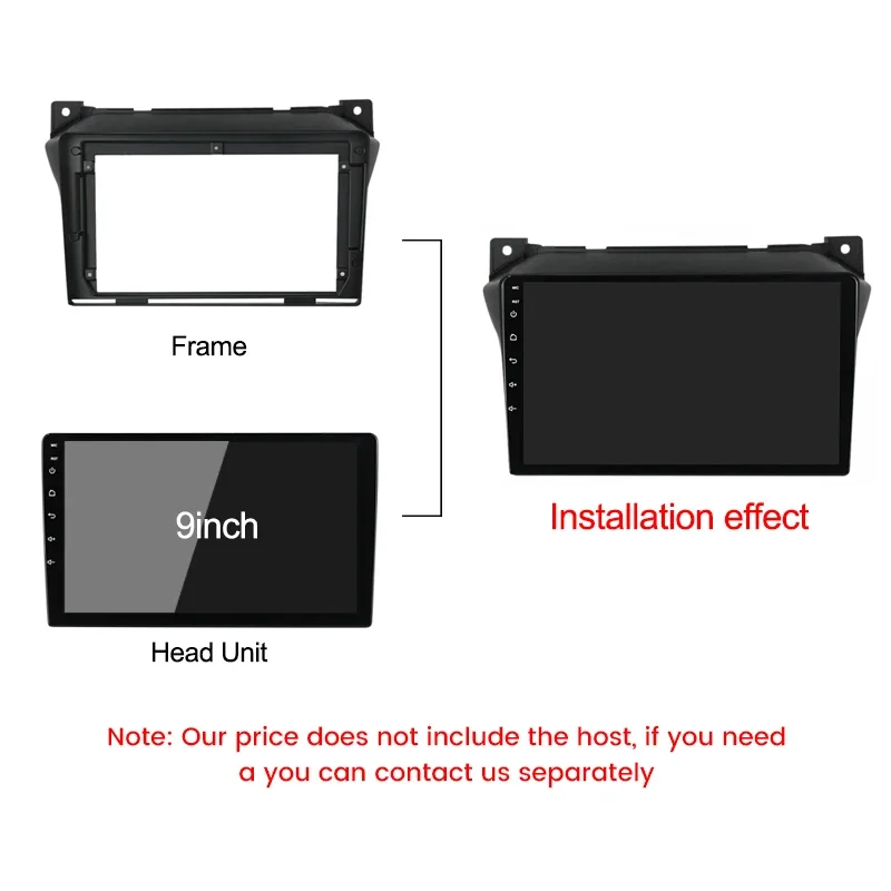 For Suzuki Alto 2009-2016 9inch Car Radio Panel Kit Power Cable Car Accessories Central Control Multimedia Bezel Frame Panel