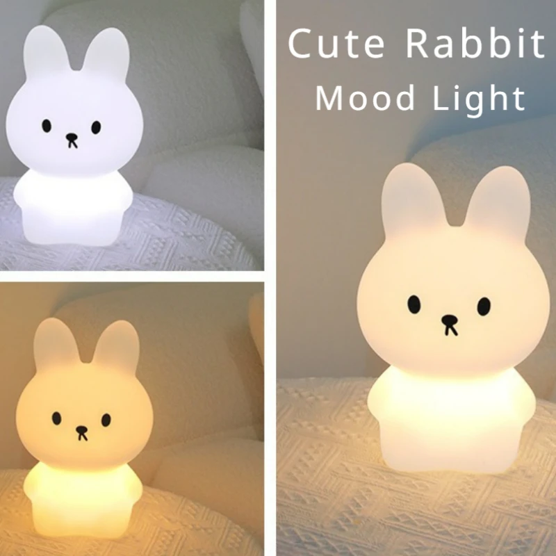 Cute Rabbit Mood Light Bedroom Sleep Bedside Table Lamp Children's Room Baby Feeding Eye Care Soft Light Atmosphere Table Lamp