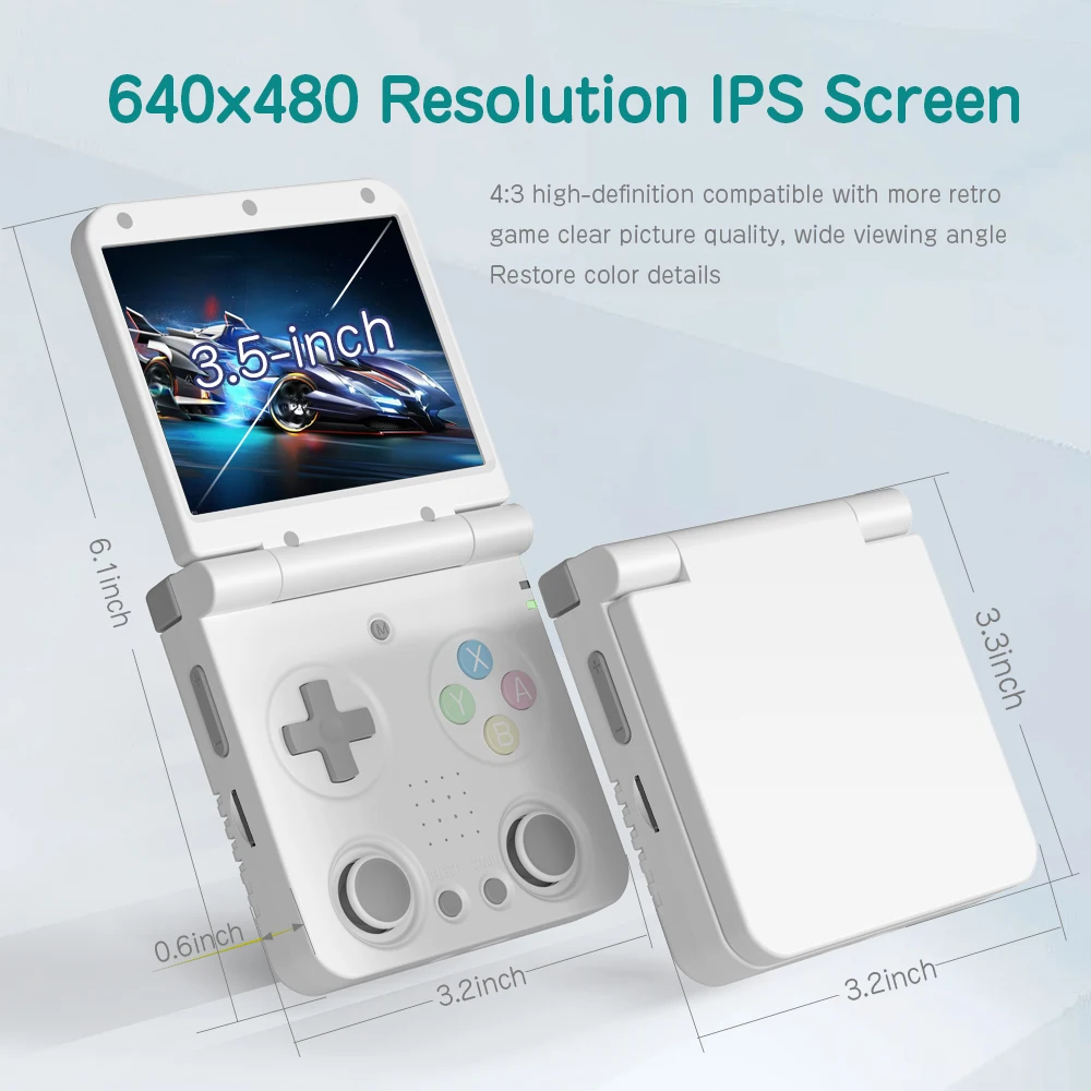 MIYOO Flip Giocatori di giochi portatili Schermo IPS da 3,5 '' Sistema Linux Onion OS Console per videogiochi Borsa di stoccaggio gratuita Gioco regalo per giocatori
