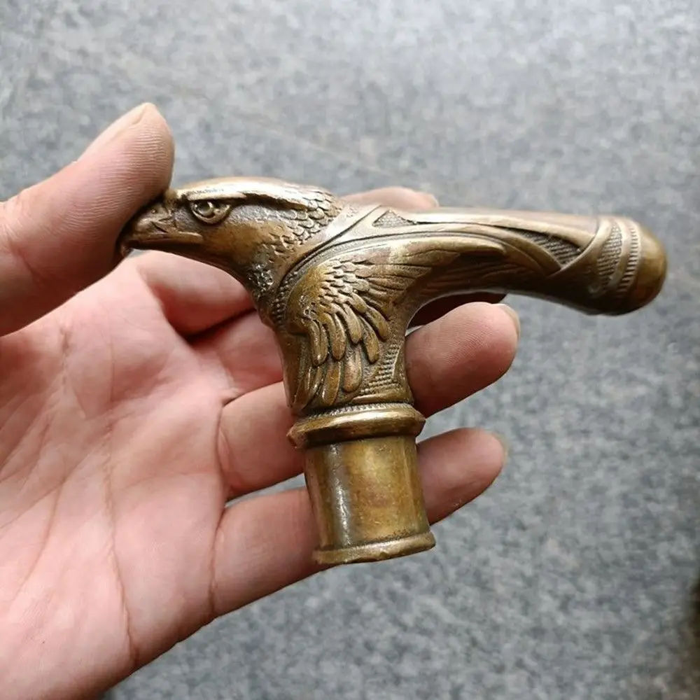 

Collection of retro and durable crutch head, pure copper engraved eagle crutch handle, mountaineering crutch accessories Daquan