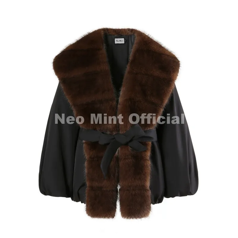 Neo Mint 2026 Winter Luxury Fur Collar Puffer Parka Jacket Women Warm Padded Quilted Coat Iconic Fashion Girls Outerwears