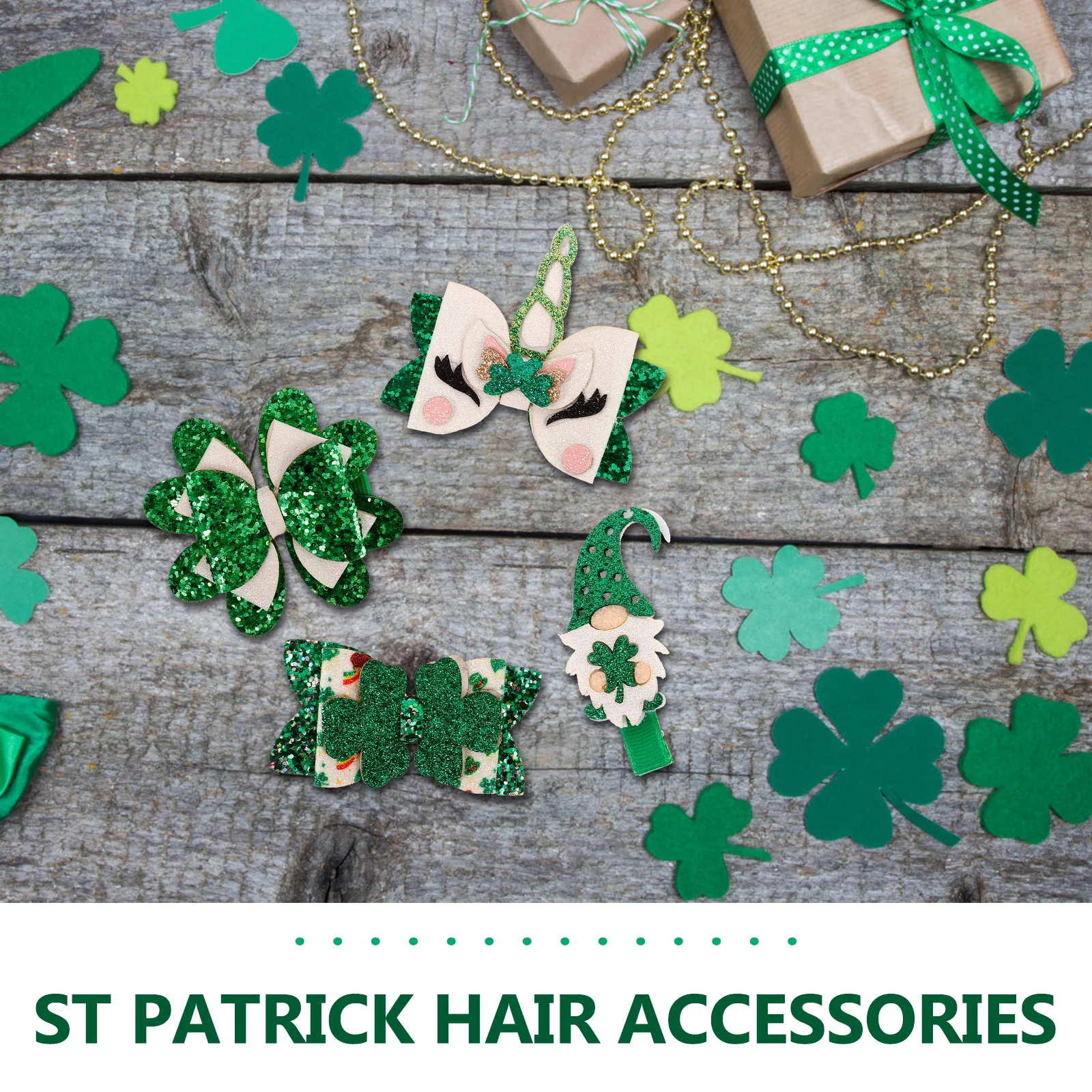 

4pcs St Patrick Clips Little Girls Cute Small Hair Accessories Women Durable Lightweight Firm Hold Birthday Gift Adorable Style